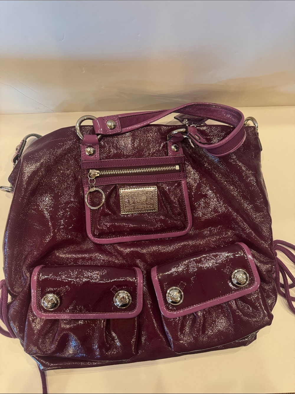 Coach Purple Patent Shoulder Bag